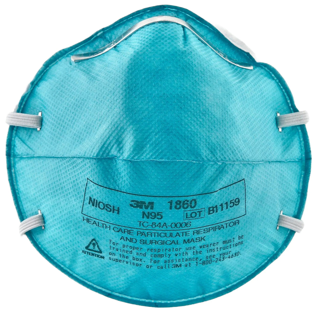 3M 1860 N95 Health Care Particulate Respirator and Surgical Mask, Teal
